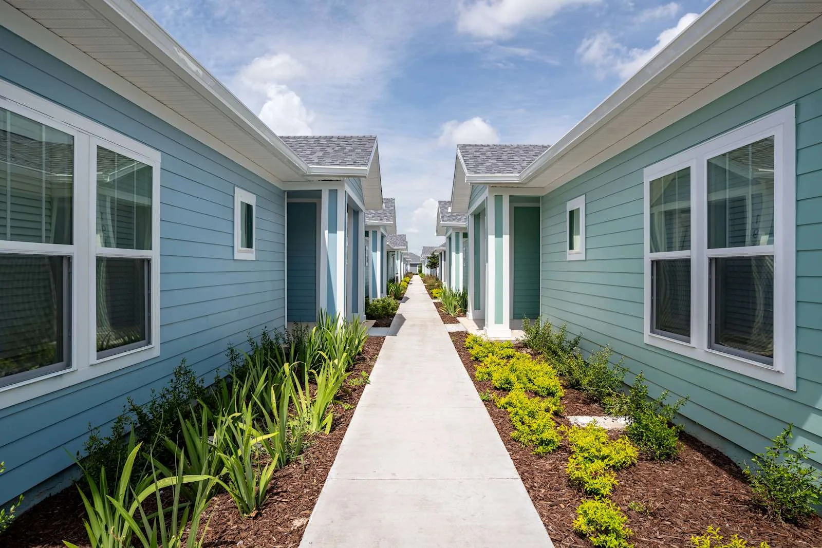 Completed residential exterior at Eden Magnolia Village in Wildwood, Florida