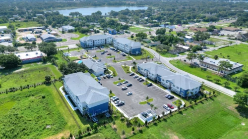 02-florence-place-community-aerial Aerial view of the Florence Place Apartments community